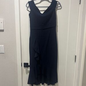 Chic Navy High Low Trumpet Dress